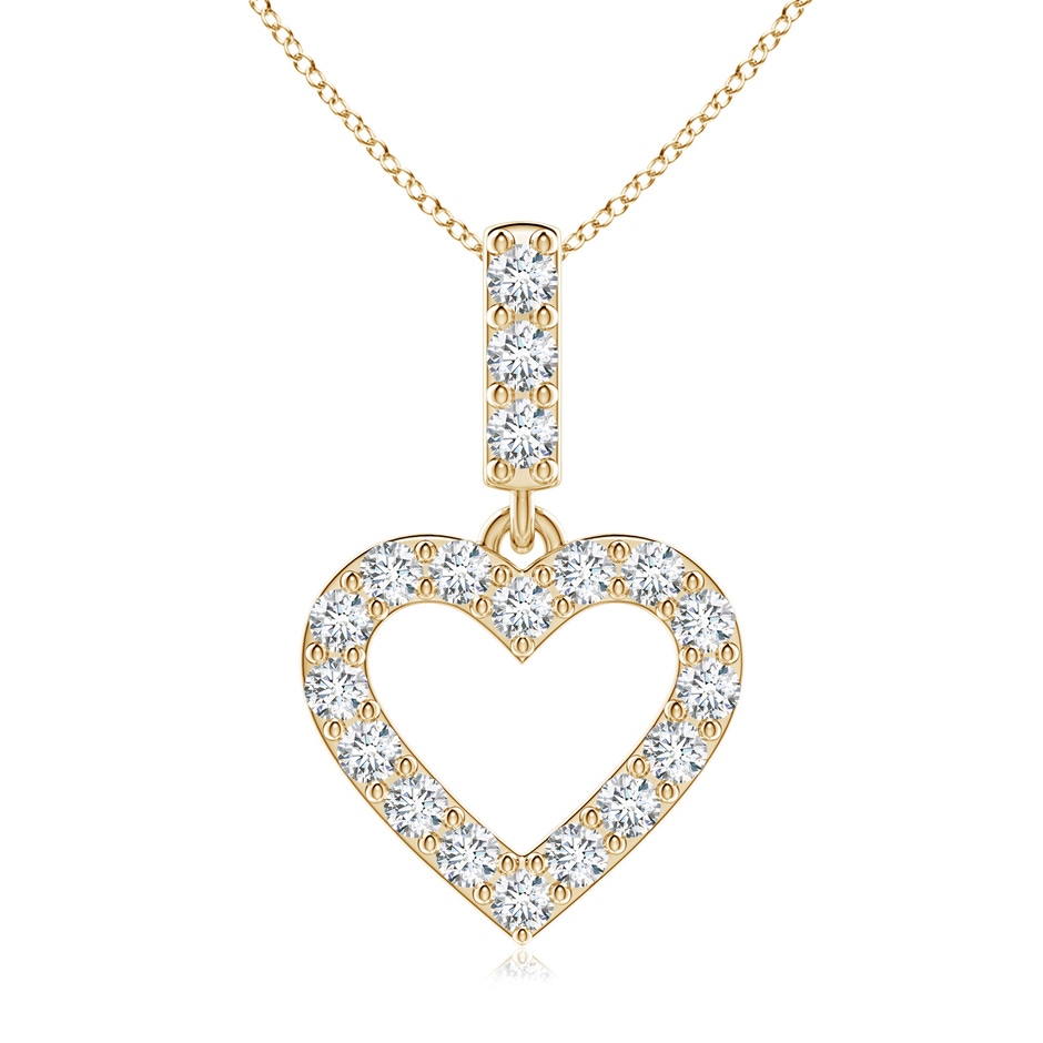 2.1mm GVS2 Open Heart Diamond Pendant in Yellow Gold 