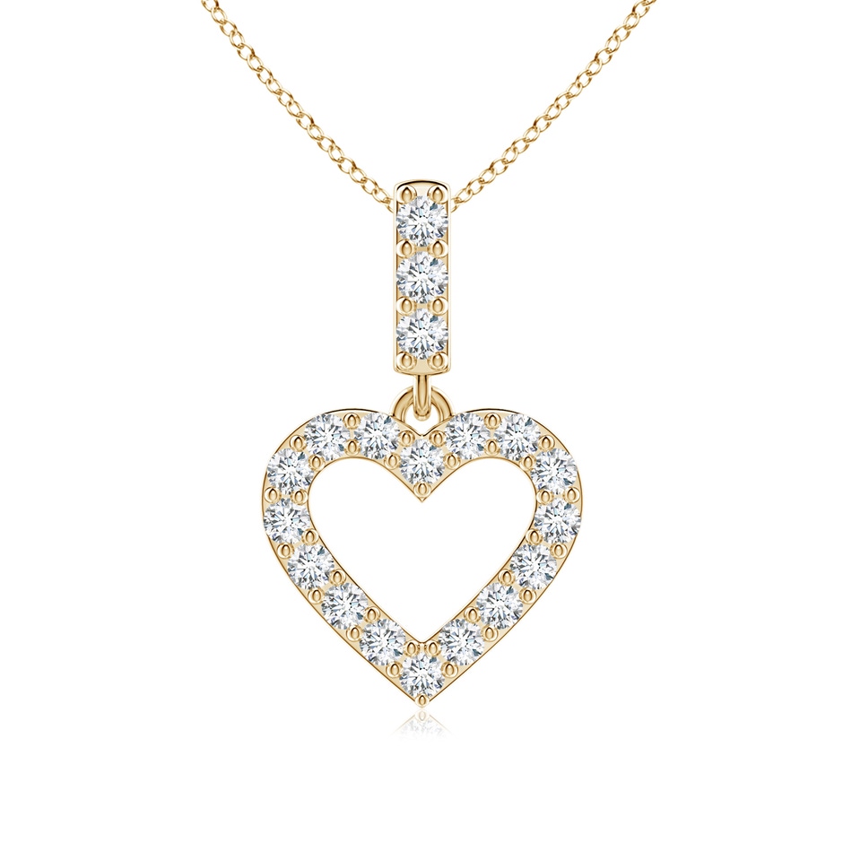 2mm GVS2 Open Heart Diamond Pendant in Yellow Gold 