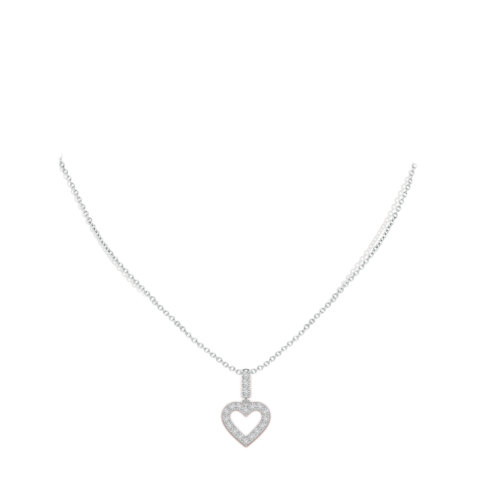 2mm HSI2 Open Heart Diamond Pendant in White Gold body-neck