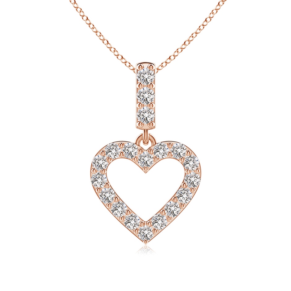2mm IJI1I2 Open Heart Diamond Pendant in Rose Gold 