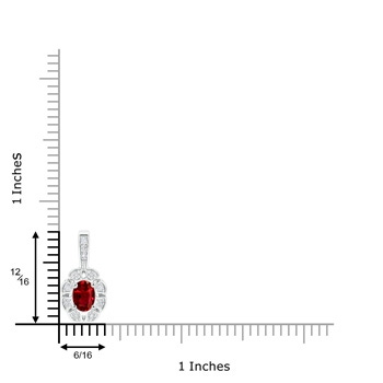 6x4mm Lab-Grown Oval Ruby Flower Pendant with Diamond Halo in P950 Platinum product image