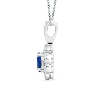 AAA - Blue Sapphire / 0.74 CT / 14 KT White Gold