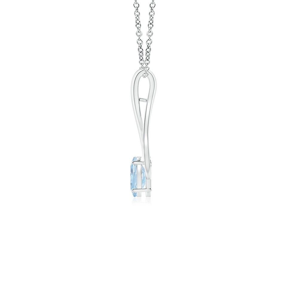 6x4mm A Oval Aquamarine Wishbone Pendant with Diamond Accents in White Gold side 199