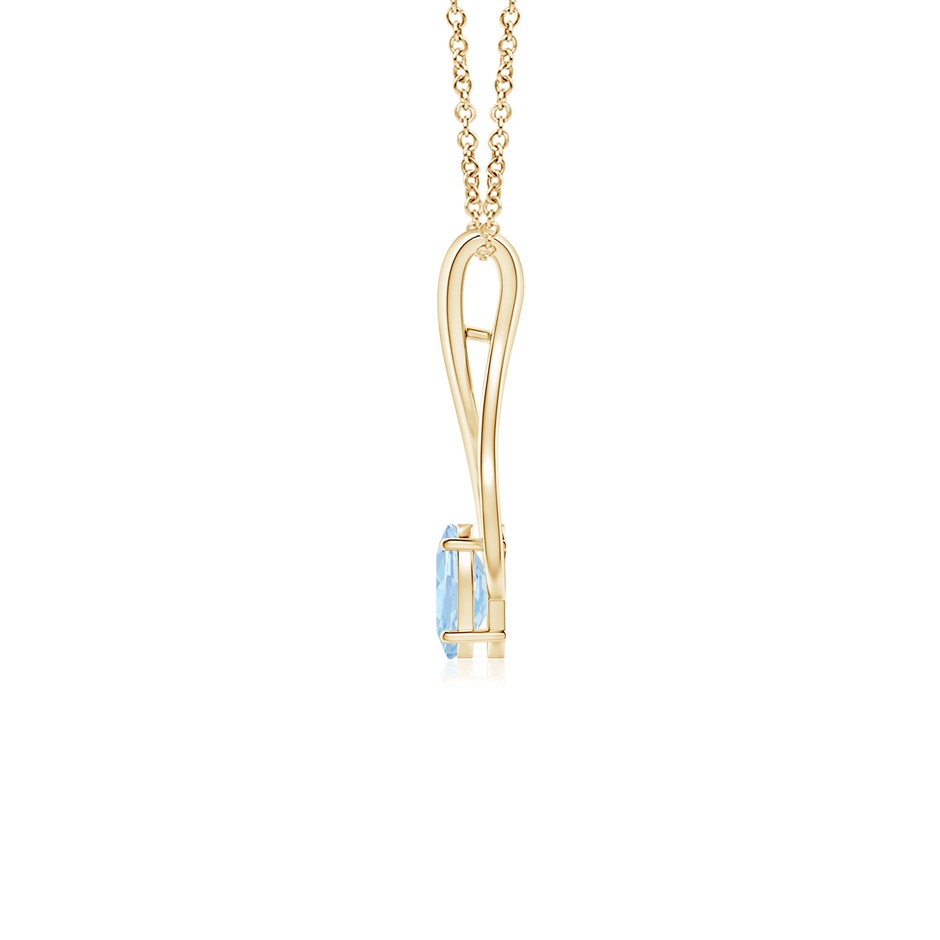 6x4mm AA Oval Aquamarine Wishbone Pendant with Diamond Accents in Yellow Gold side 199
