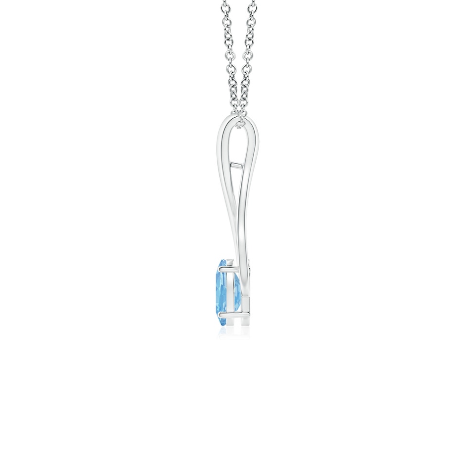6x4mm AAAA Oval Aquamarine Wishbone Pendant with Diamond Accents in P950 Platinum side 199
