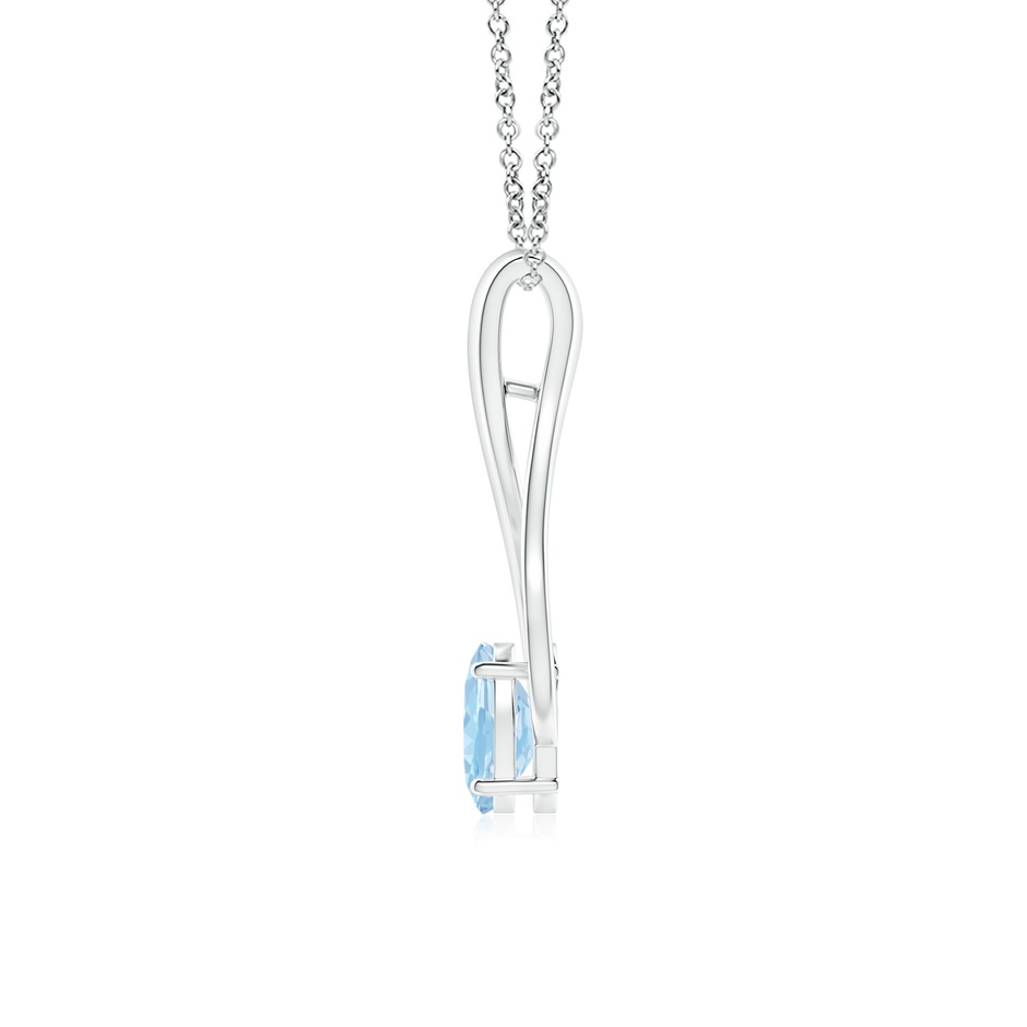 7x5mm AAA Oval Aquamarine Wishbone Pendant with Diamond Accents in White Gold side 199