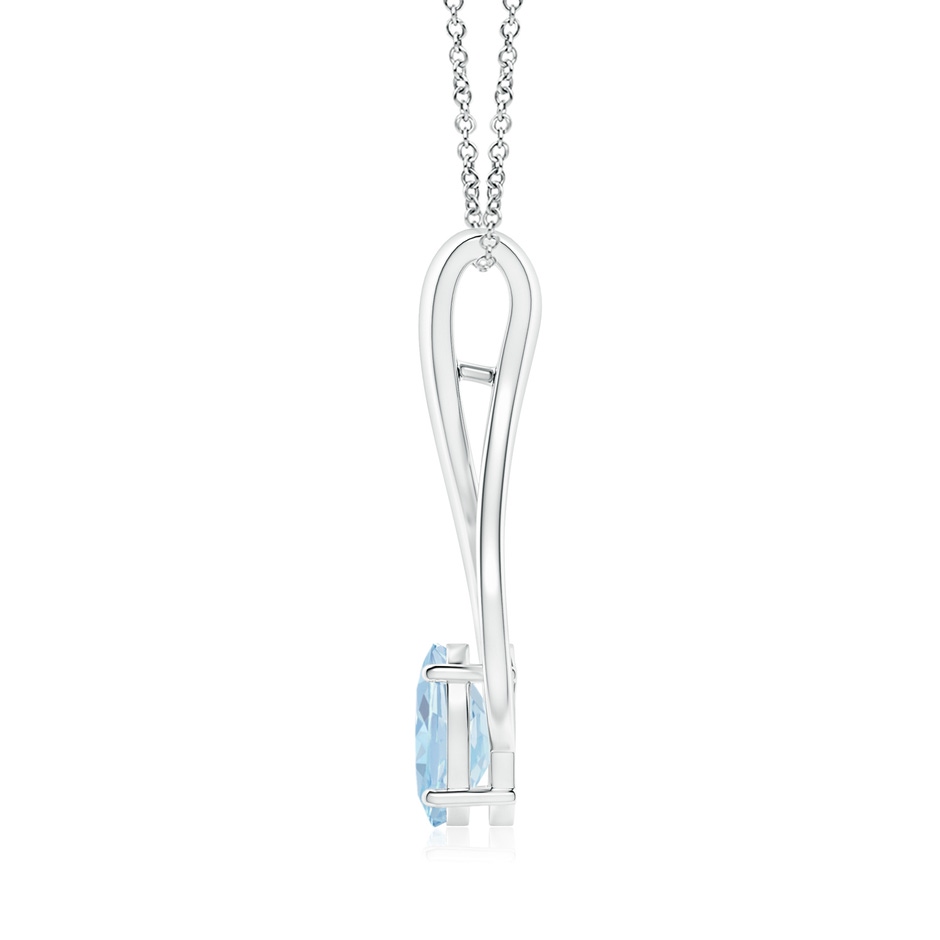 8x6mm A Oval Aquamarine Wishbone Pendant with Diamond Accents in White Gold side 199