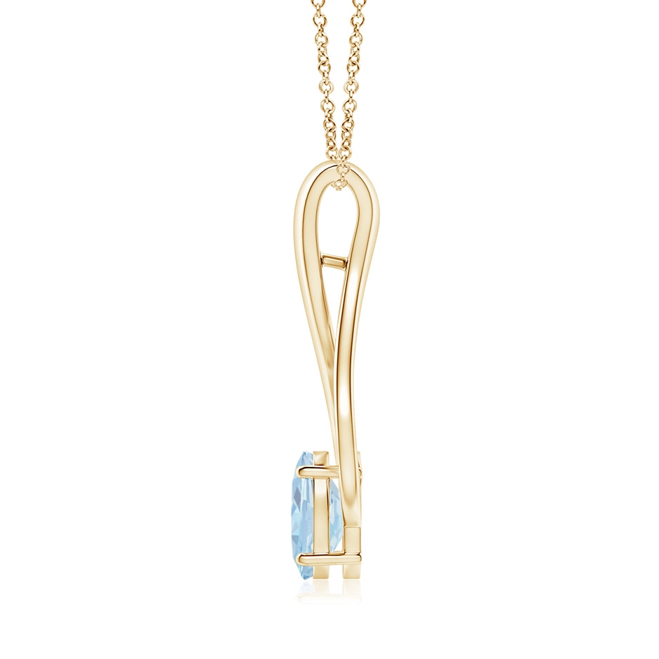 8x6mm A Oval Aquamarine Wishbone Pendant with Diamond Accents in Yellow Gold side 199