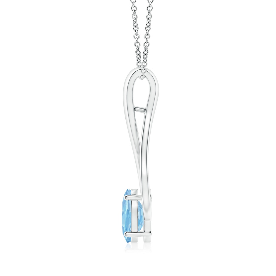 8x6mm AAAA Oval Aquamarine Wishbone Pendant with Diamond Accents in 18K White Gold side 199