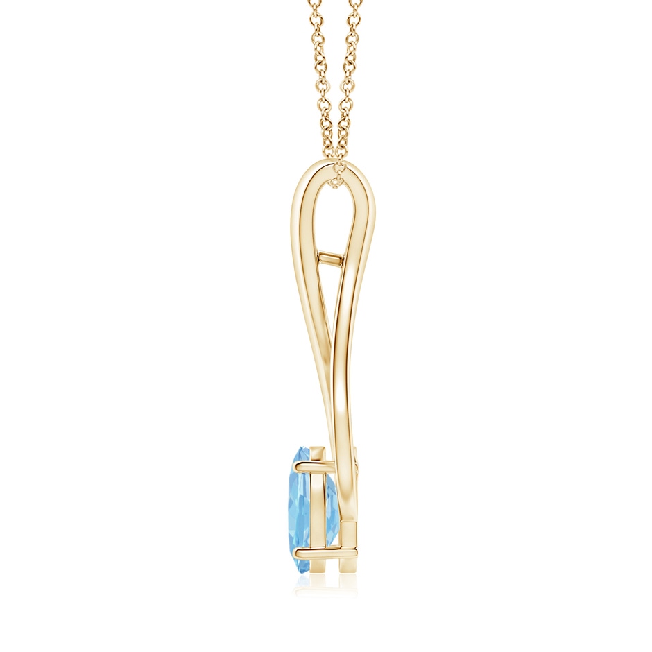 8x6mm AAAA Oval Aquamarine Wishbone Pendant with Diamond Accents in 18K Yellow Gold side 199