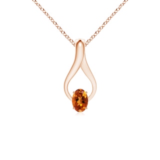 6x4mm AAAA Oval Citrine Wishbone Pendant with Diamond Accents in Rose Gold