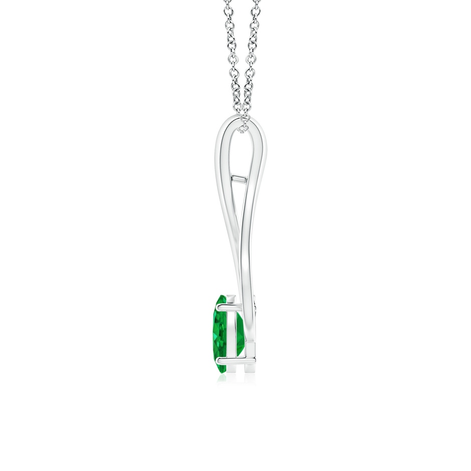 7x5mm AAA Oval Emerald Wishbone Pendant with Diamond Accents in White Gold side 199