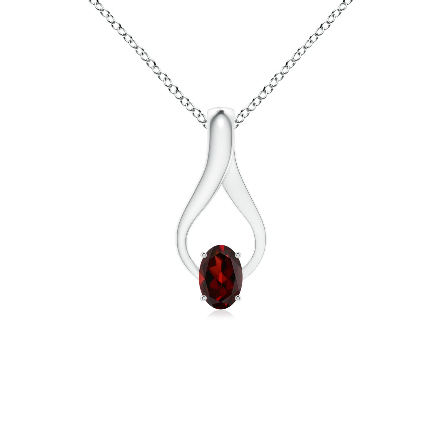 AAA - Garnet / 0.6 CT / 14 KT White Gold