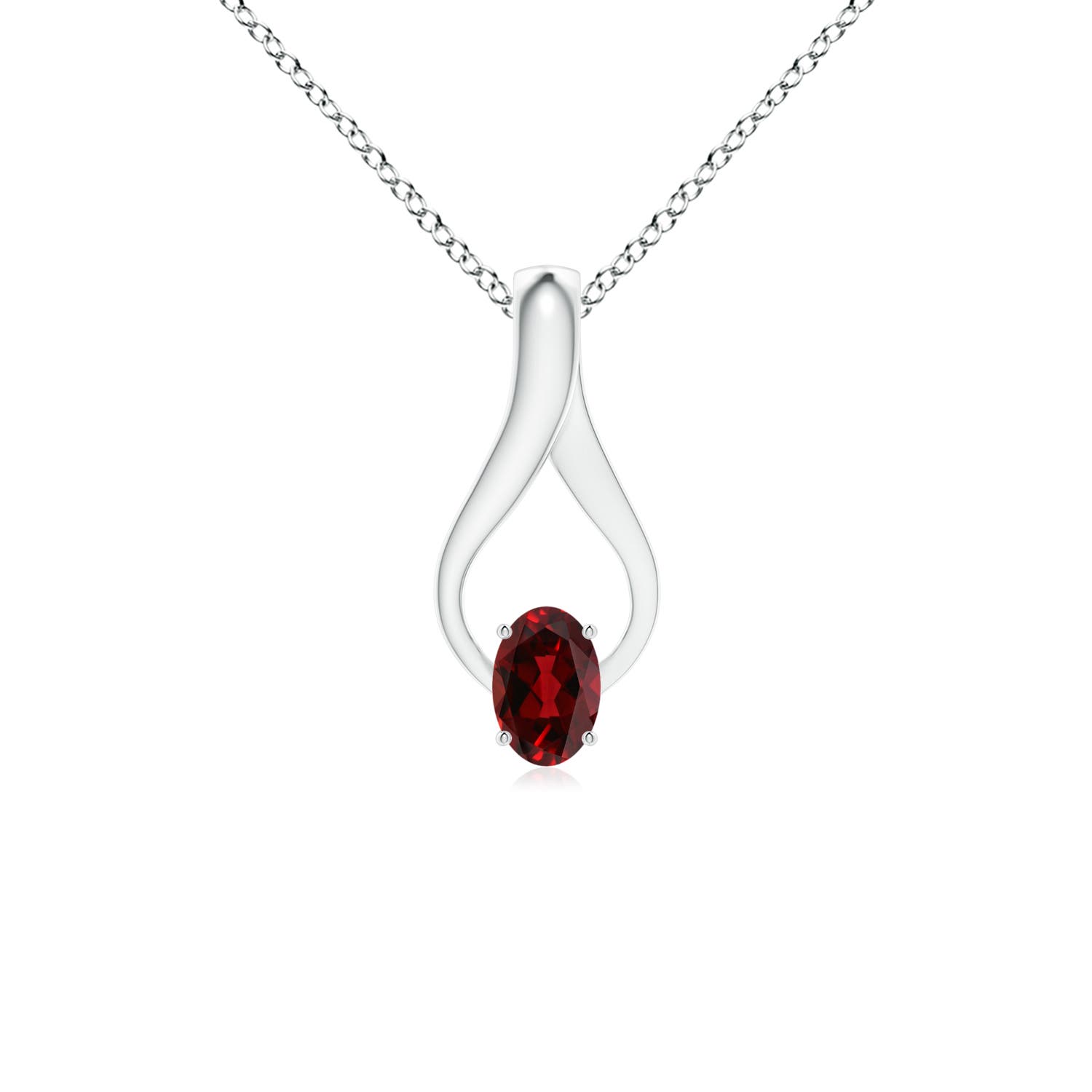 AAAA - Garnet / 0.6 CT / 14 KT White Gold