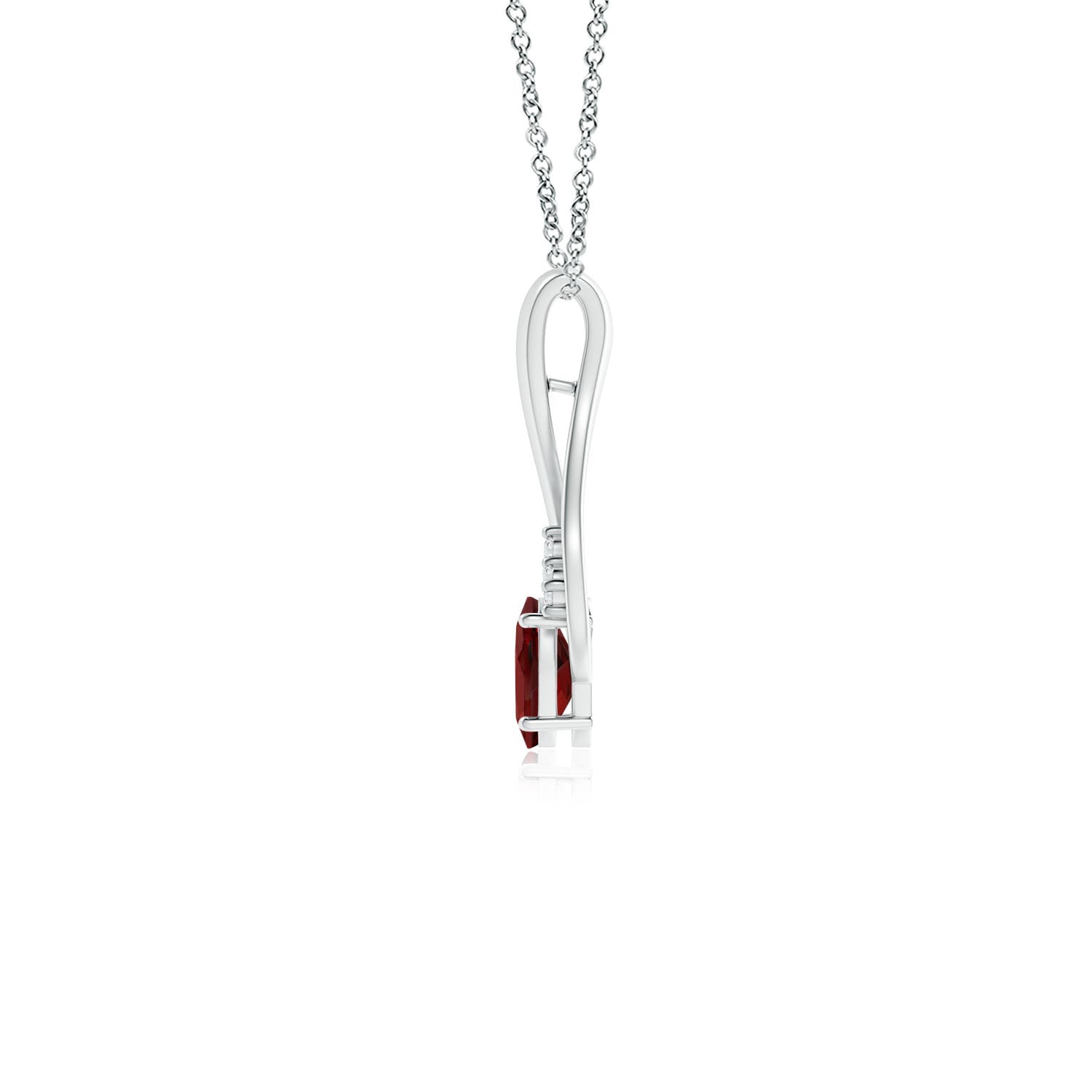 AAAA - Garnet / 0.6 CT / 14 KT White Gold