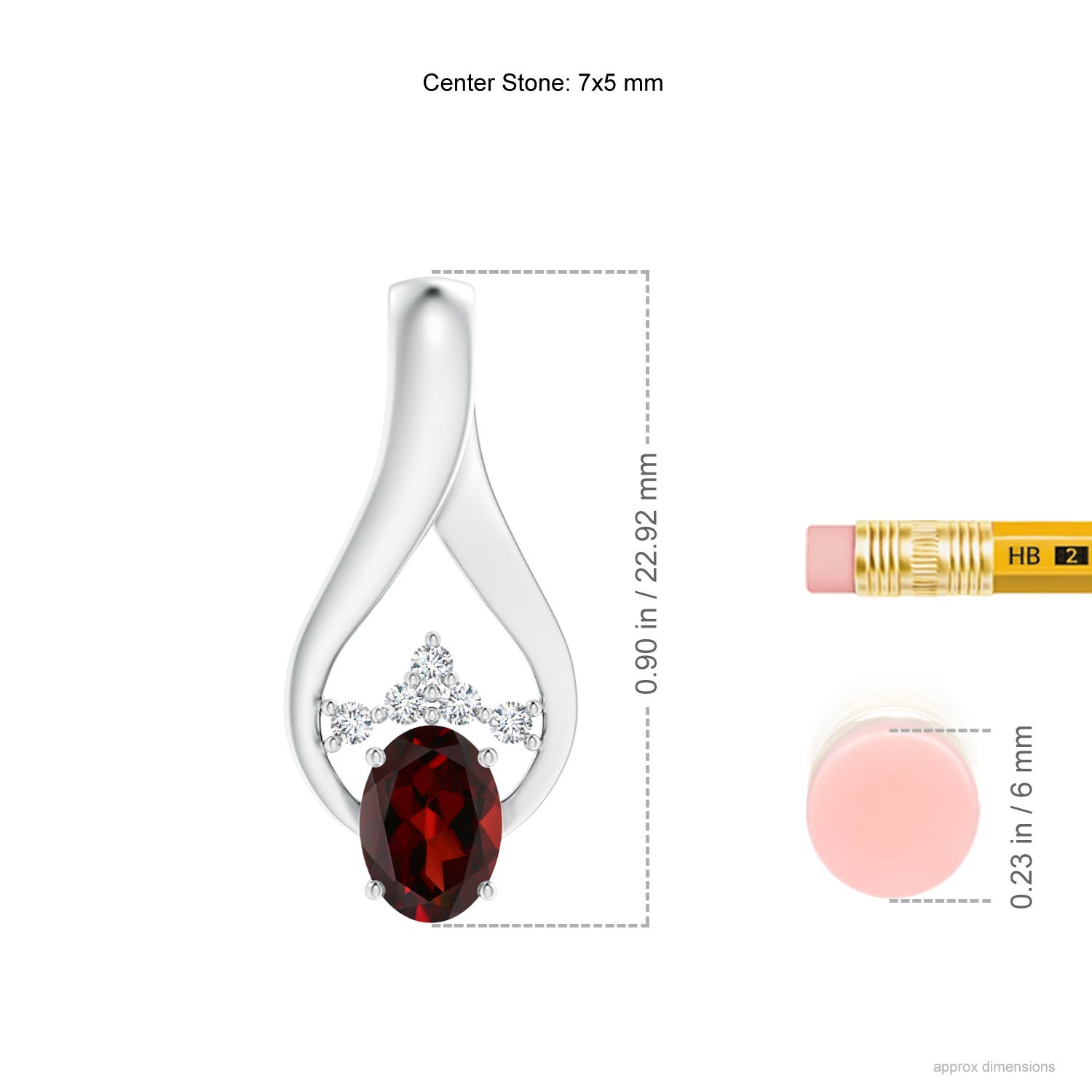 AAA - Garnet / 0.97 CT / 14 KT White Gold