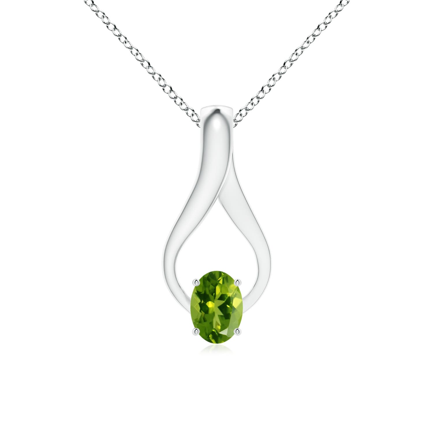 AAAA - Peridot / 0.92 CT / 14 KT White Gold