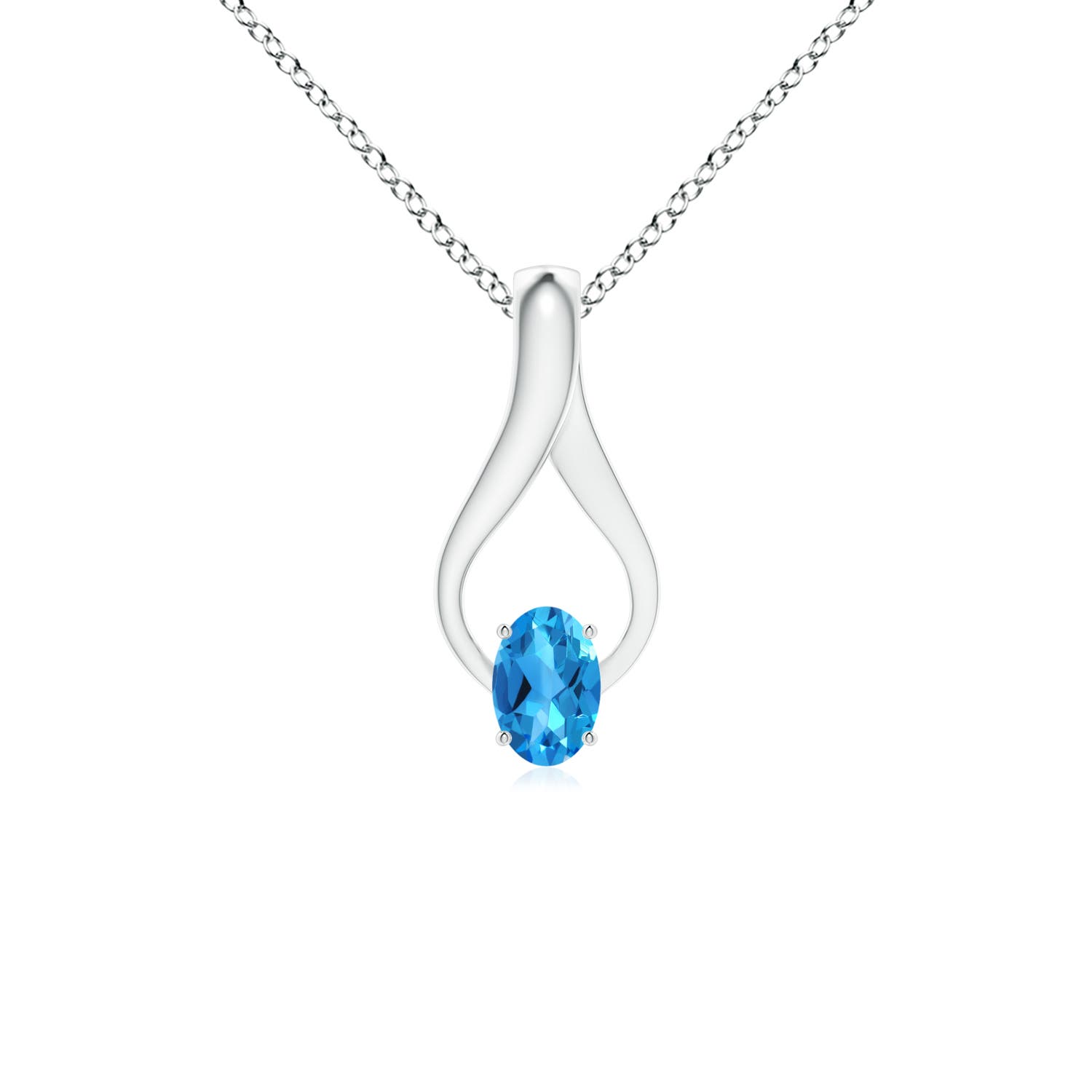 AAAA - Swiss Blue Topaz / 0.59 CT / 14 KT White Gold