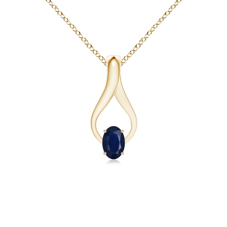 6x4mm A Oval Sapphire Wishbone Pendant in Yellow Gold 