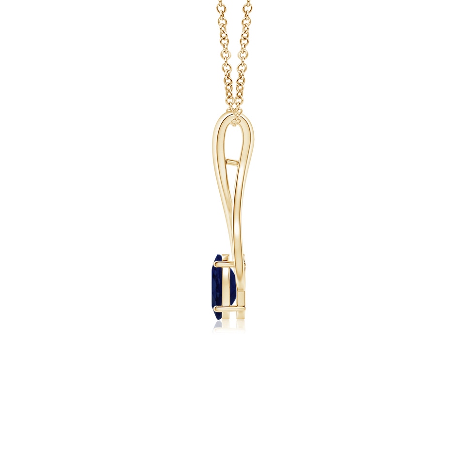6x4mm A Oval Sapphire Wishbone Pendant in Yellow Gold side-1