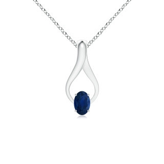 6x4mm AA Oval Sapphire Wishbone Pendant in P950 Platinum