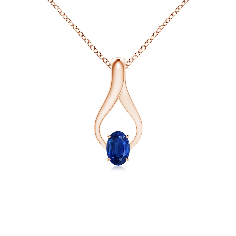 6x4mm AAA Oval Sapphire Wishbone Pendant in Rose Gold 