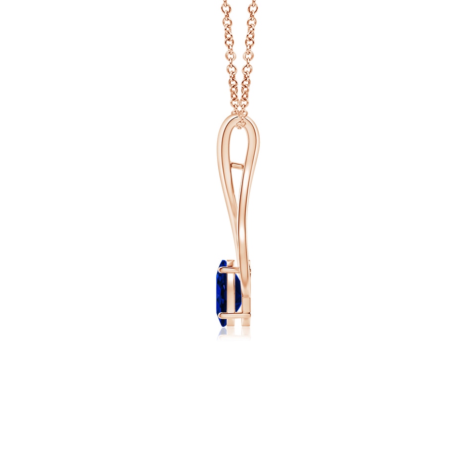 6x4mm AAAA Oval Sapphire Wishbone Pendant in Rose Gold side-1
