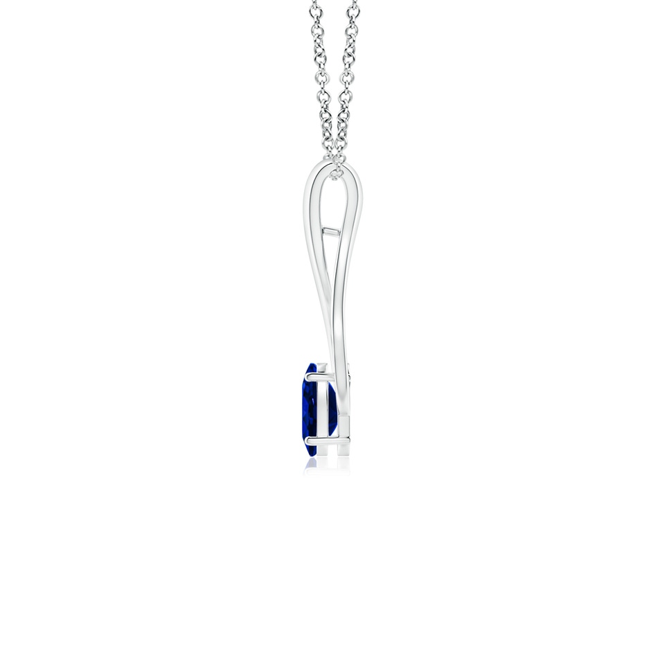 6x4mm AAAA Oval Sapphire Wishbone Pendant in White Gold side-1