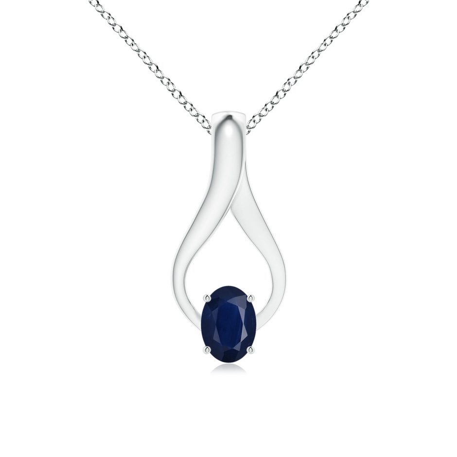 7x5mm A Oval Sapphire Wishbone Pendant in White Gold 