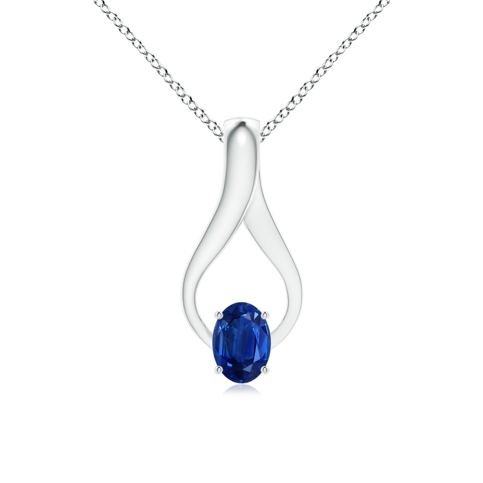 7x5mm AAA Oval Sapphire Wishbone Pendant in P950 Platinum 