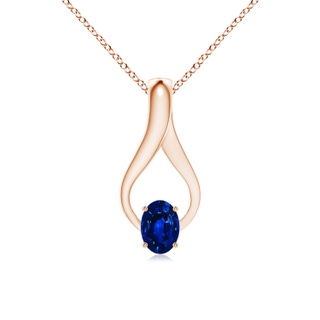 7x5mm AAAA Oval Sapphire Wishbone Pendant in 9K Rose Gold