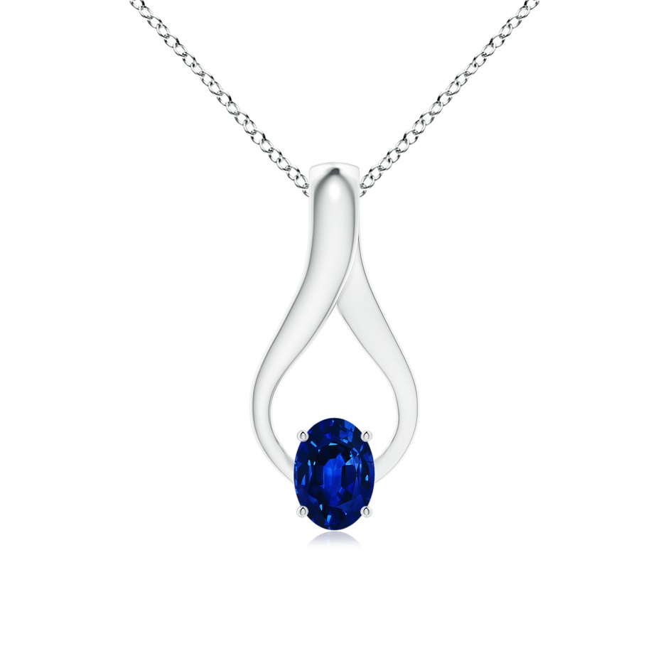 7x5mm AAAA Oval Sapphire Wishbone Pendant in P950 Platinum 