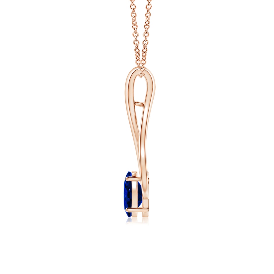 7x5mm AAAA Oval Sapphire Wishbone Pendant in Rose Gold side-1