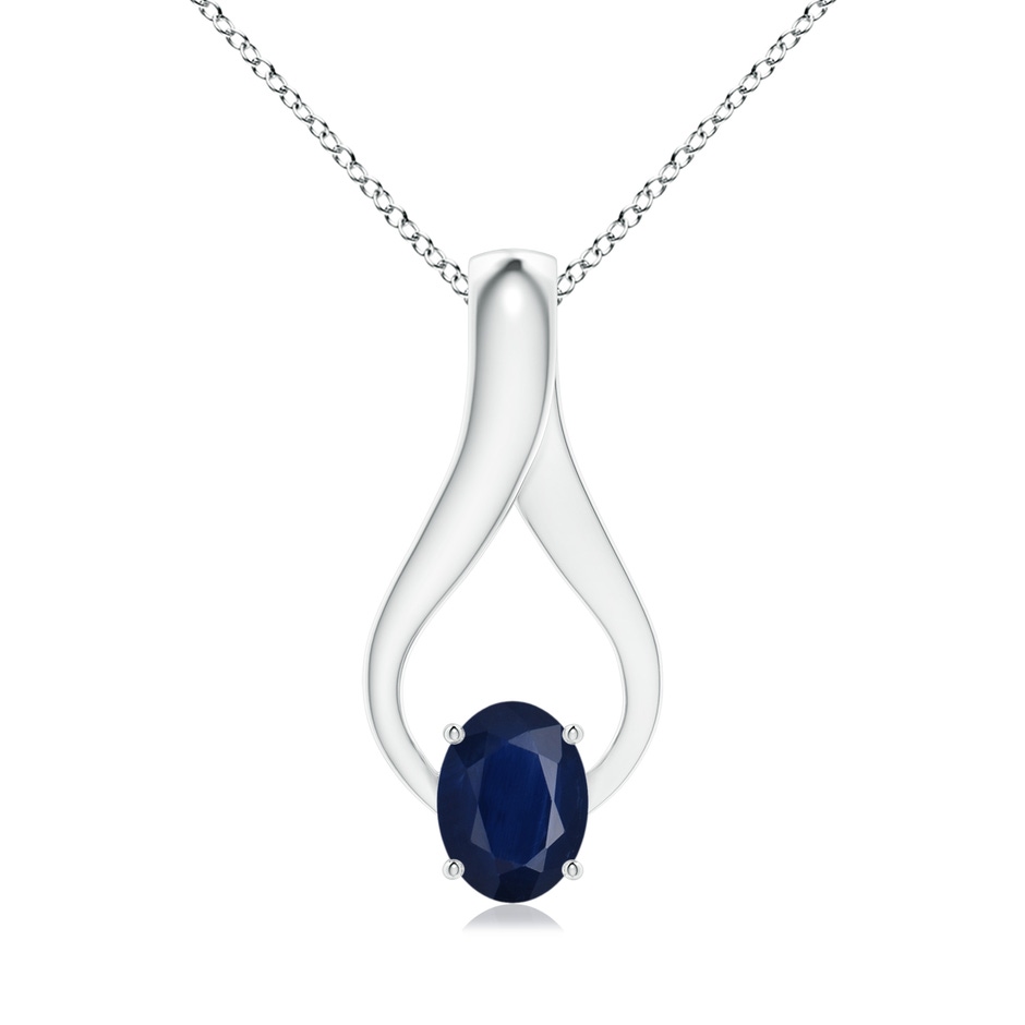 8x6mm A Oval Sapphire Wishbone Pendant in White Gold 