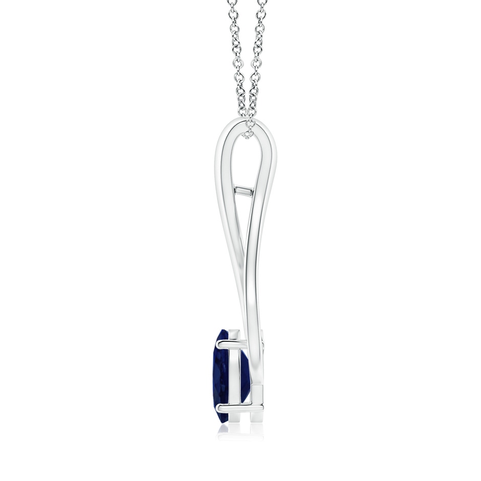 8x6mm A Oval Sapphire Wishbone Pendant in White Gold side-1