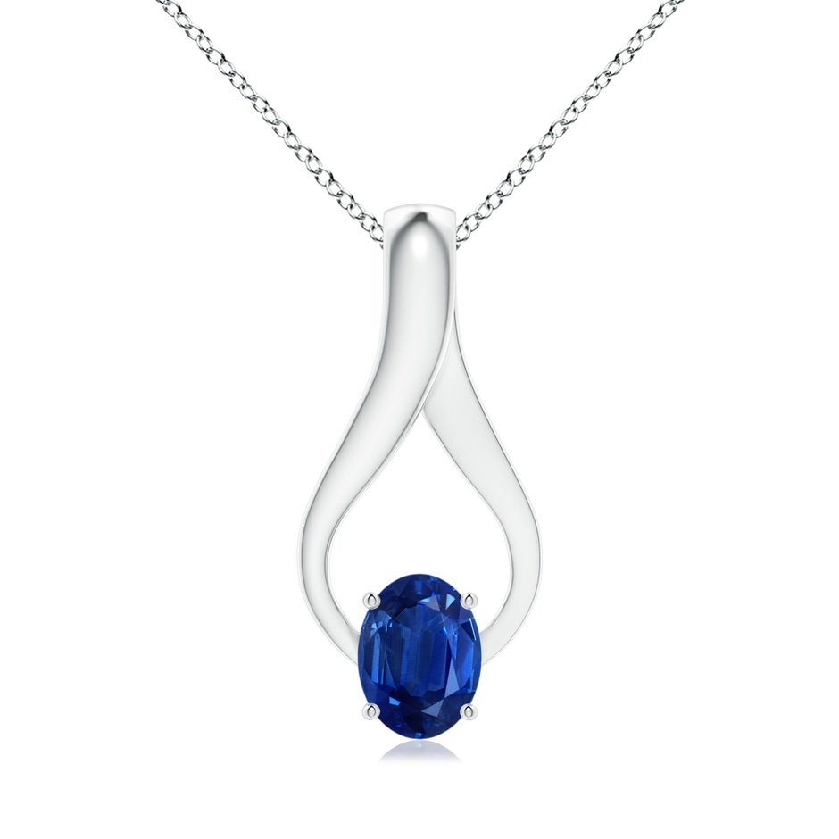 8x6mm AAA Oval Sapphire Wishbone Pendant in P950 Platinum 