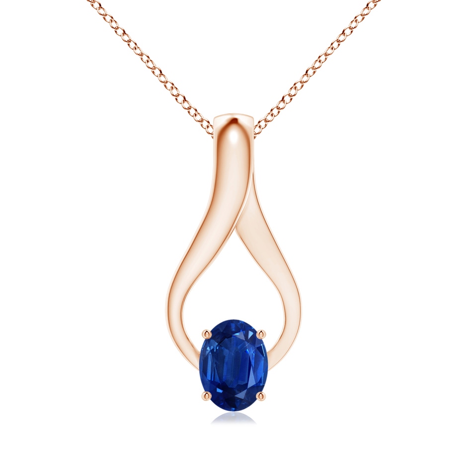 8x6mm AAA Oval Sapphire Wishbone Pendant in Rose Gold 