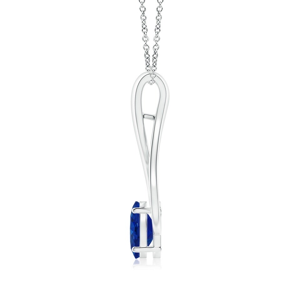 8x6mm AAA Oval Sapphire Wishbone Pendant in White Gold side-1