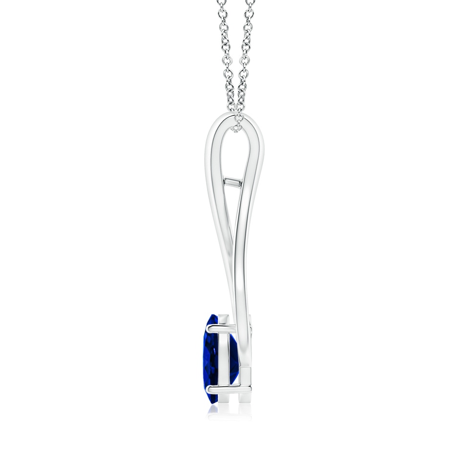 8x6mm AAAA Oval Sapphire Wishbone Pendant in P950 Platinum side-1
