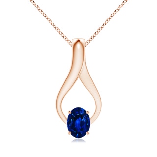 8x6mm AAAA Oval Sapphire Wishbone Pendant in Rose Gold