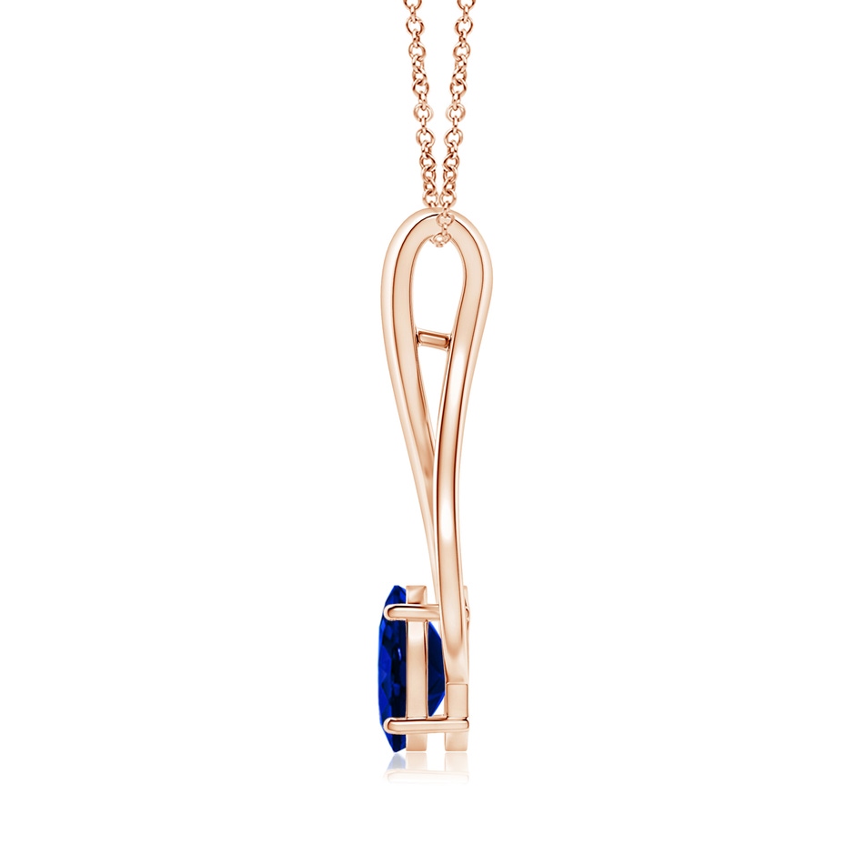 8x6mm AAAA Oval Sapphire Wishbone Pendant in Rose Gold side-1