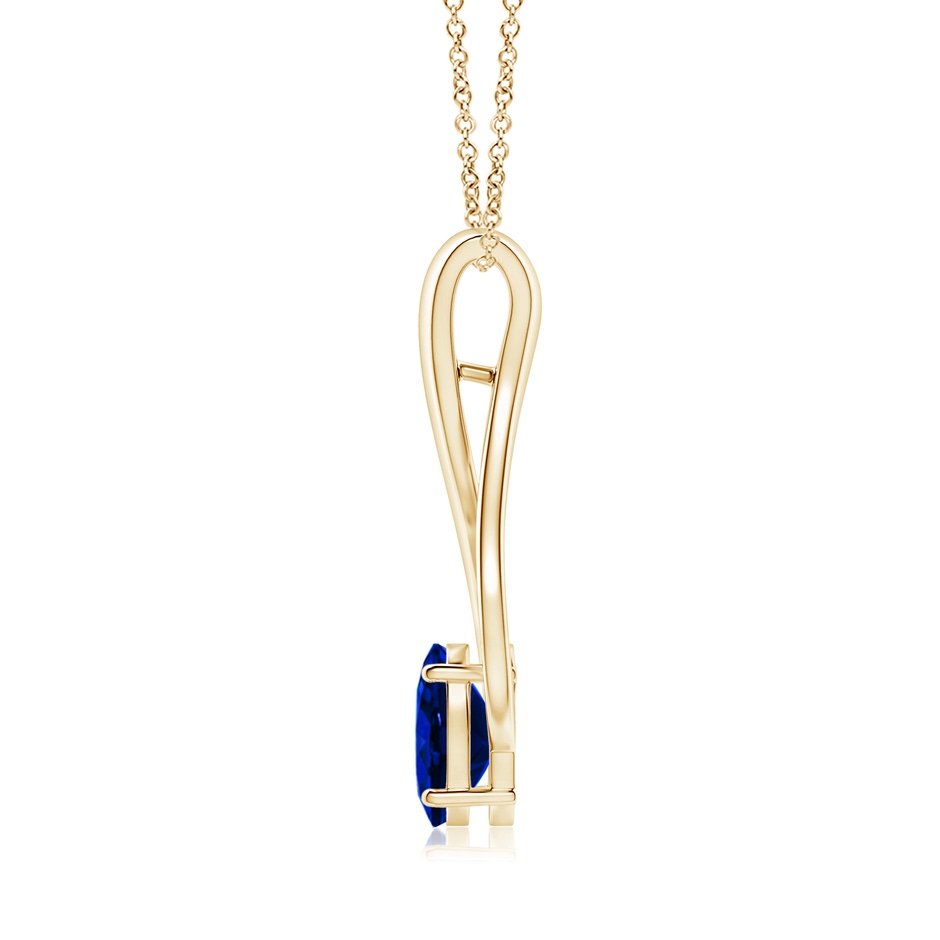 8x6mm Lab-Grown Oval Sapphire Wishbone Pendant in Yellow Gold side-1