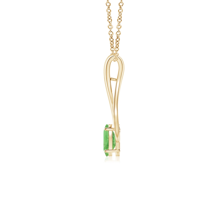 6x4mm A Oval Tsavorite Wishbone Pendant with Diamond Accents in Yellow Gold side 199