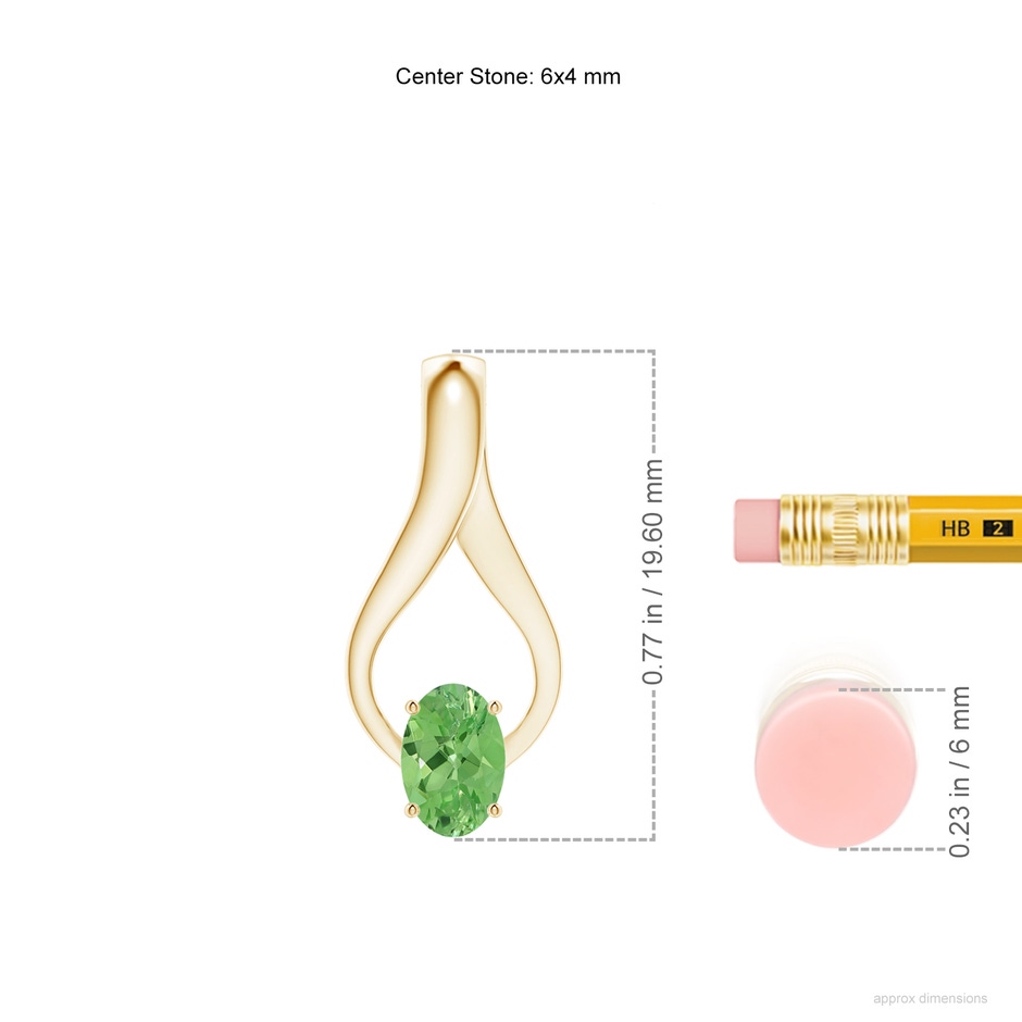 6x4mm A Oval Tsavorite Wishbone Pendant with Diamond Accents in Yellow Gold ruler
