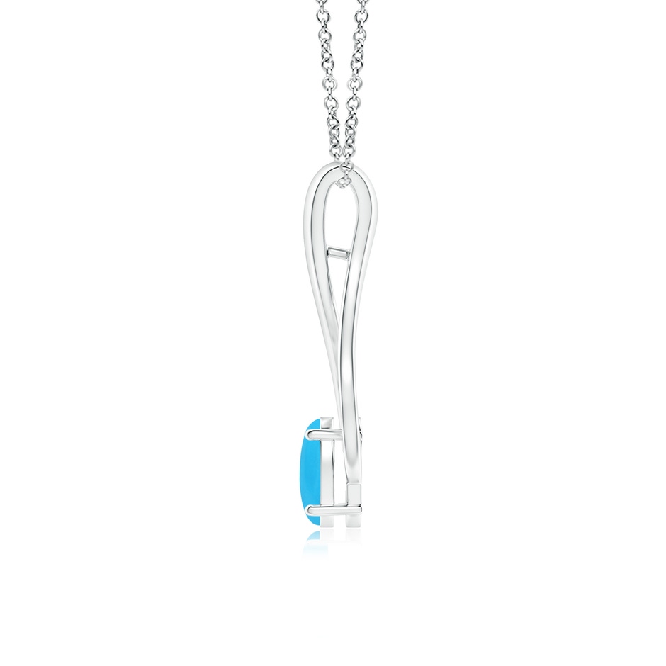 7x5mm AAA Oval Turquoise Wishbone Pendant with Diamond Accents in White Gold side 199