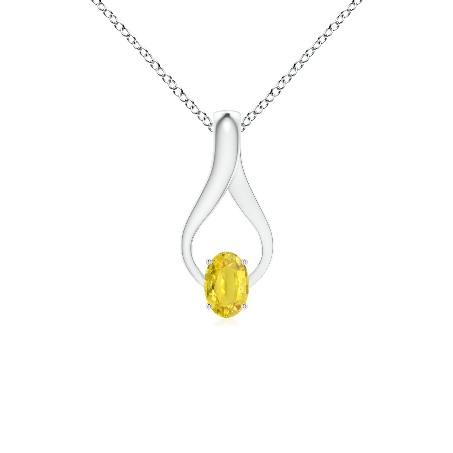 AA - Yellow Sapphire / 0.71 CT / 14 KT White Gold