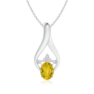 8x6mm AAAA Oval Yellow Sapphire Wishbone Pendant with Diamond Accents in P950 Platinum