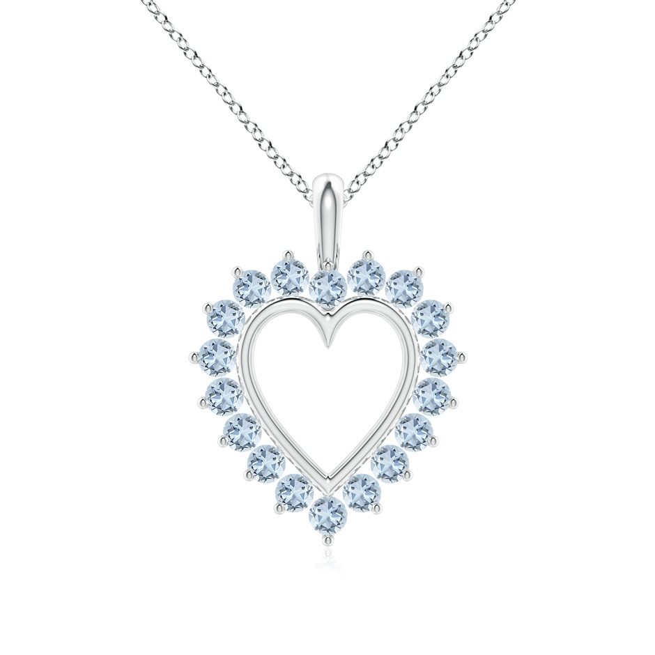 2mm A Aquamarine Open Heart V-Bale Pendant in P950 Platinum 