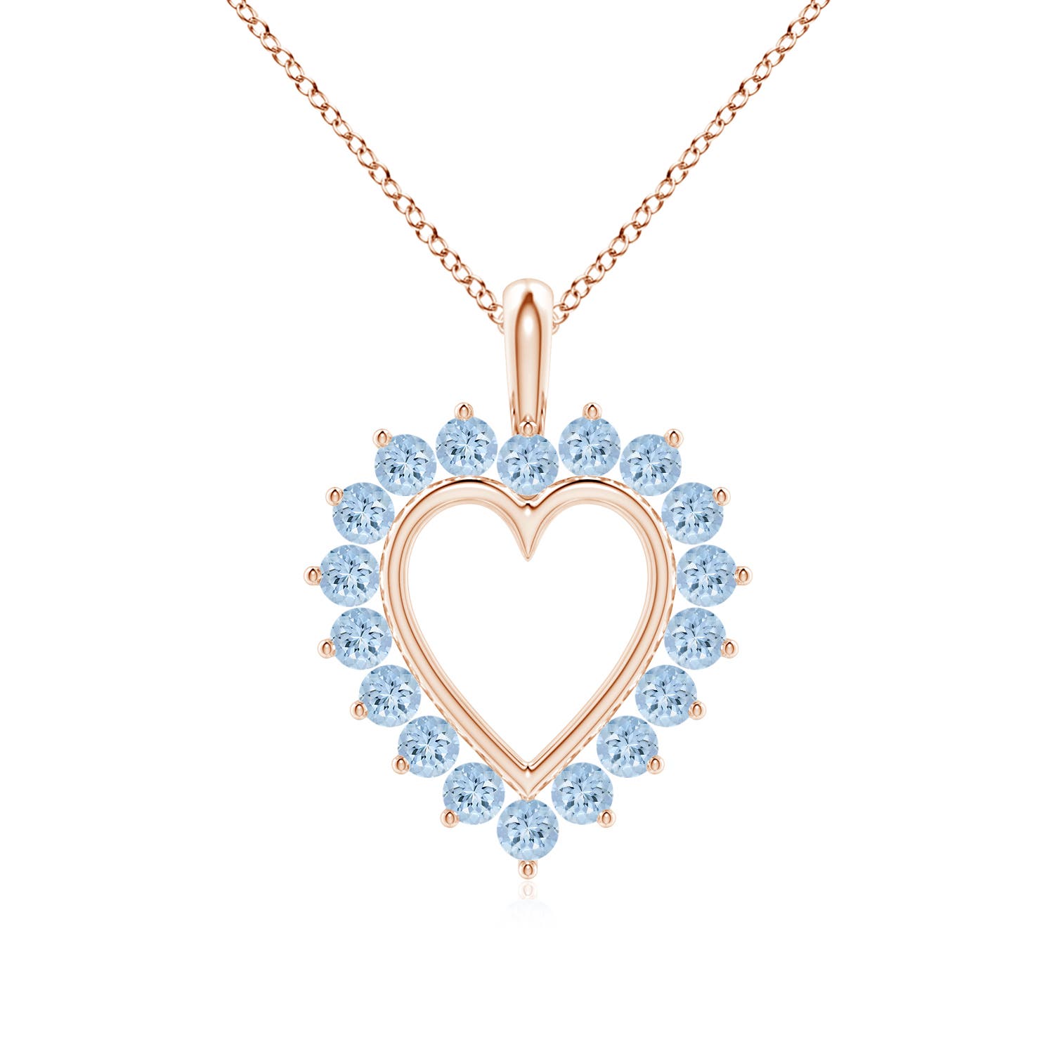 ANGARA Natural V-Bale Round Blue Sapphire Solitaire Pendant In 14K Rose Gold Women Size 5mm September Birthstone Anniversary Jewelry Gift Women Natural
