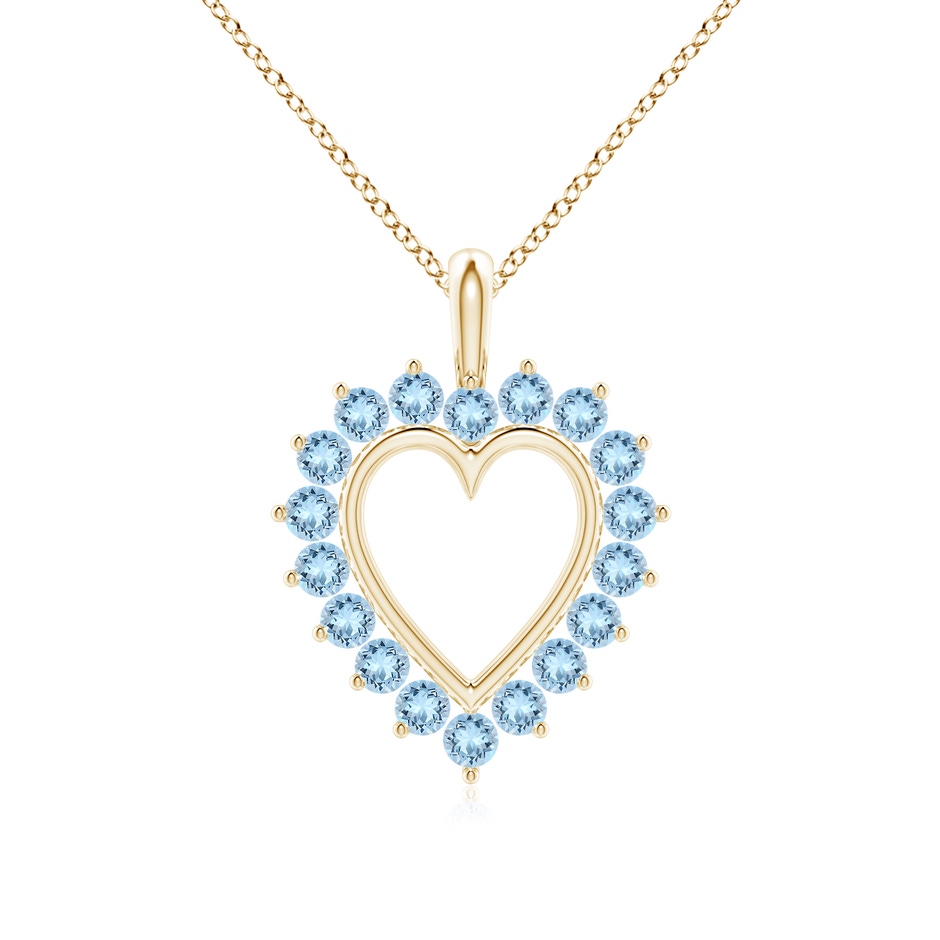 2mm AAA Aquamarine Open Heart V-Bale Pendant in 18K Yellow Gold 